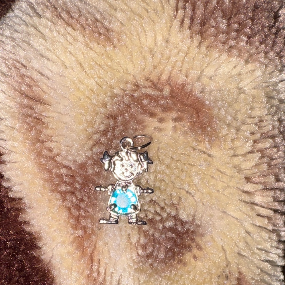 Silver and Blue Girl Pendant Necklace